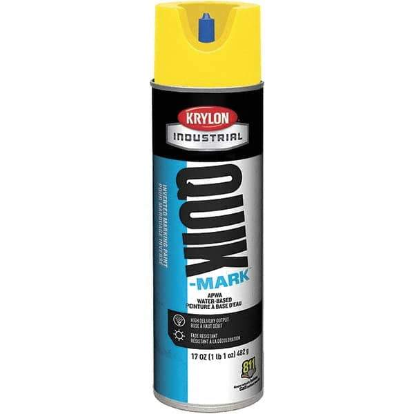 Krylon - 20 fl oz Yellow Marking Paint - 664' Coverage at 1" Wide, Water-Based Formula, 307 gL VOC - Industrial Tool & Supply