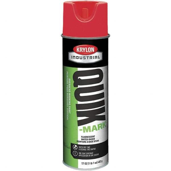 Krylon - 20 fl oz Red Marking Paint - 664' Coverage at 1" Wide, Water-Based Formula, 272 gL VOC - Industrial Tool & Supply