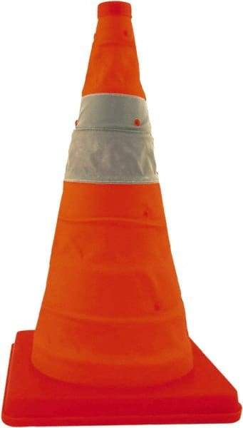 PRO-SAFE - 18" High, Orange Collapsible Traffic Cone - 13" Base Width, 16 Lb - Industrial Tool & Supply