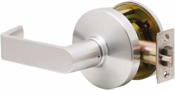 Falcon - Grade 2 Communicating Lever Lockset for 1-3/8" Thick Doors - 2-3/4" Back Set, No Cylinder, Steel, Satin Chrome Finish - Industrial Tool & Supply
