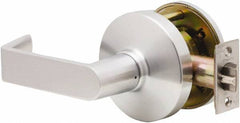 Falcon - Grade 2 Communicating Lever Lockset for 1-3/8" Thick Doors - 2-3/4" Back Set, No Cylinder, Steel, Satin Chrome Finish - Industrial Tool & Supply