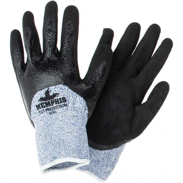 MCR Safety - Size L, ANSI Cut Lvl A4, Puncture Lvl 2, Abrasion Lvl 5, Nitrile Coated Cut Resistant Gloves - Industrial Tool & Supply