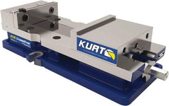 Kurt - 6" Jaw Width, 9" Jaw Opening Capacity, Horizontal Stationary Machine Vise - Manual Operation, 1 Station, 18.258" Long x 4" High x 1" Deep, 1.735" Jaw Height, 7,342 Lb Max Clamp Force, Ductile Iron - Industrial Tool & Supply