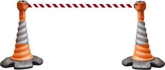 PRO-SAFE - 40" High, Orange, Red & White Warning Post Kit - 23-15/16" Base Width, 27.31 Lb - Industrial Tool & Supply