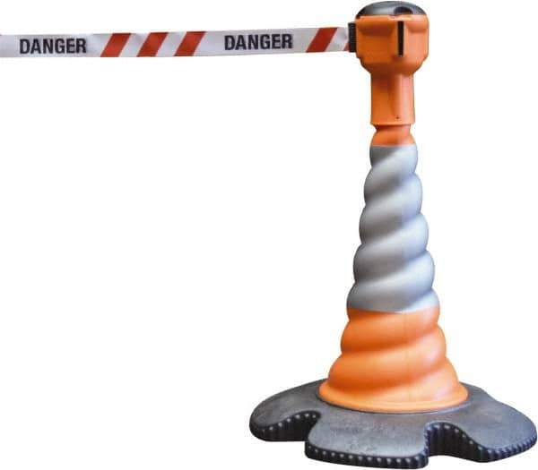 PRO-SAFE - 40" High, Orange & Red Warning Post Kit - 23-15/16" Base Width, 13.65 Lb - Industrial Tool & Supply