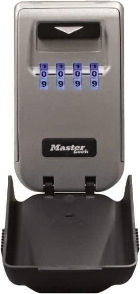 Master Lock - 2" Wide x 4-11/16" Overall Height, Set-Your-Own Combination, Wall Mount Key Safe - Dark Gray Finish - Industrial Tool & Supply