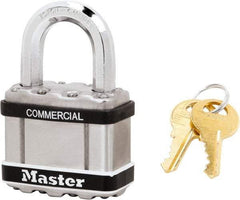 Master Lock - 1" Shackle Clearance, Keyed Alike Padlock - 3/8" Shackle Diam, Laminated Steel - Industrial Tool & Supply