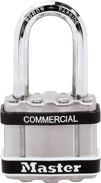 Master Lock - 1.51" Shackle Clearance, Keyed Different Padlock - 5/16" Shackle Diam, Laminated Steel - Industrial Tool & Supply