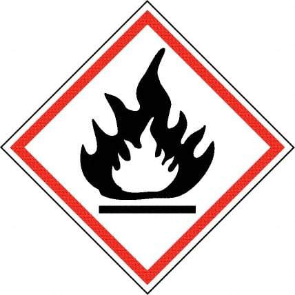 NMC - Hazardous Materials Label, Header: Flammable Warning - Legend: GHS - Graphic, English, Black & Red, 4" Long x 4" High, No Coating - Industrial Tool & Supply