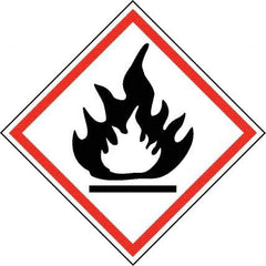 NMC - Hazardous Materials Label, Header: Flammable Warning - Legend: GHS - Graphic, English, Black & Red, 4" Long x 4" High, No Coating - Industrial Tool & Supply