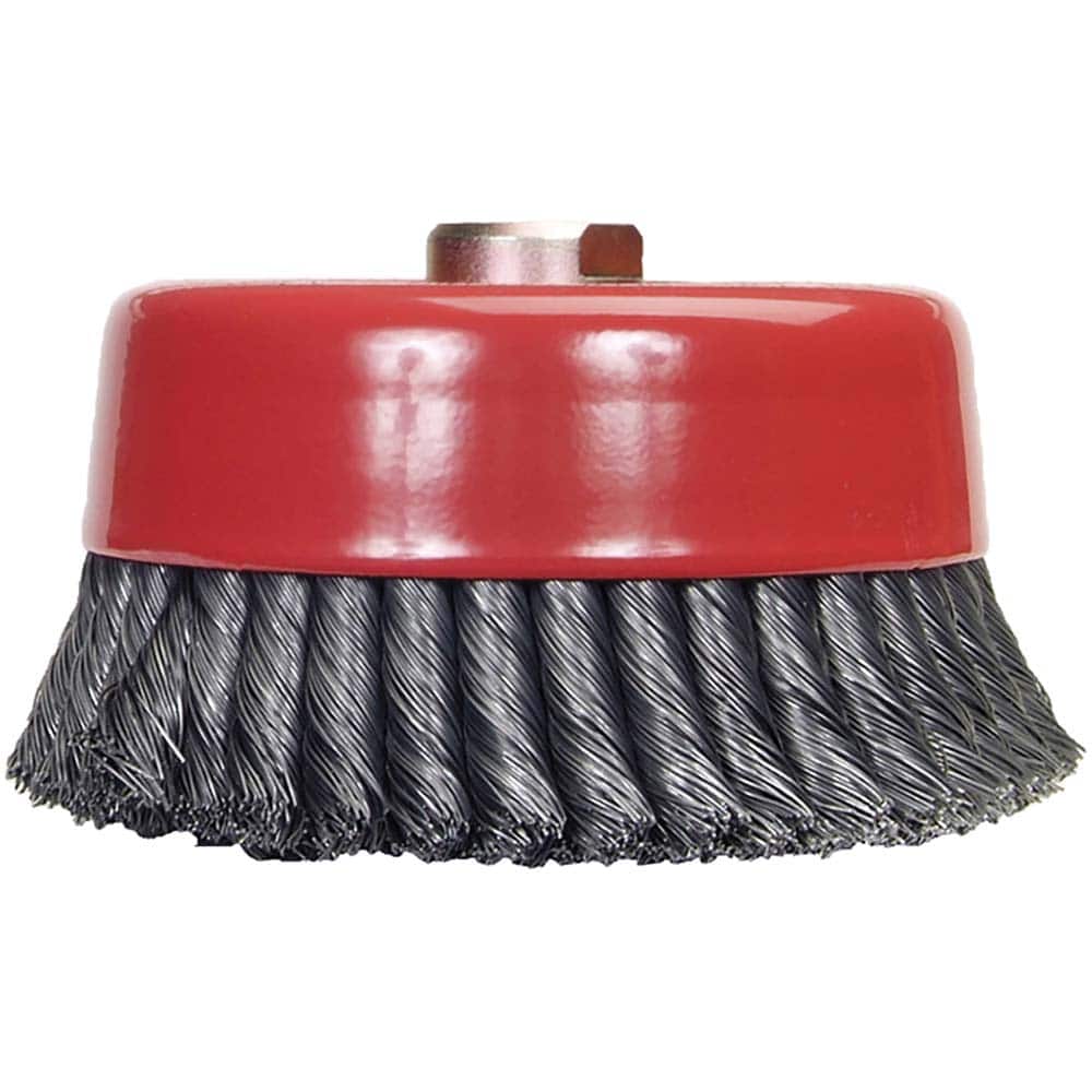 Norton - 6" Diam 5/8-11 Threaded Arbor Carbon Steel Fill Cup Brush - Industrial Tool & Supply