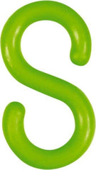 NMC - 2" High x 1/4" Long x 4" Wide Barrier S-Hook - Plastic, Uncoated, Green, Use with Plastic Chain - Industrial Tool & Supply