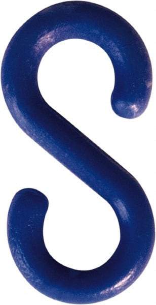 NMC - 2" High x 1/4" Long x 4" Wide Barrier S-Hook - Plastic, Uncoated, Blue, Use with Plastic Chain - Industrial Tool & Supply