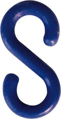 NMC - 2" High x 1/4" Long x 4" Wide Barrier S-Hook - Plastic, Uncoated, Blue, Use with Plastic Chain - Industrial Tool & Supply
