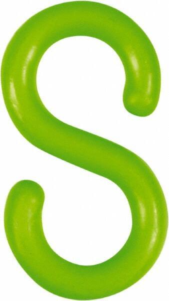 NMC - 1-1/2" High x 1/4" Long x 4" Wide Barrier S-Hook - Plastic, Uncoated, Green, Use with Plastic Chain - Industrial Tool & Supply