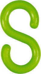 NMC - 1-1/2" High x 1/4" Long x 4" Wide Barrier S-Hook - Plastic, Uncoated, Green, Use with Plastic Chain - Industrial Tool & Supply