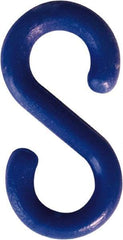 NMC - 1-1/2" High x 1/4" Long x 4" Wide Barrier S-Hook - Plastic, Uncoated, Blue, Use with Plastic Chain - Industrial Tool & Supply