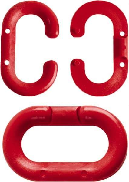 NMC - 1-1/2" High x 1/4" Long x 4" Wide Barrier Connecting Link - Plastic, Uncoated, Red, Use with Plastic Chain - Industrial Tool & Supply