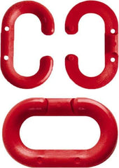 NMC - 1-1/2" High x 1/4" Long x 4" Wide Barrier Connecting Link - Plastic, Uncoated, Red, Use with Plastic Chain - Industrial Tool & Supply