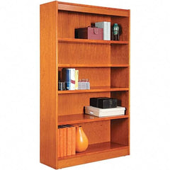 ALERA - 5 Shelf, 60" High x 35.63" Wide Bookcase - 11-3/4" Deep, Wood Veneer, Medium Cherry - Industrial Tool & Supply