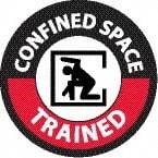 NMC - Confined Space Trained, Hard Hat Label - Round, Black & Red on White, 0.004" Thick, Indoor or Outdoor, Adhesive Backed, For Accident Prevention - Industrial Tool & Supply