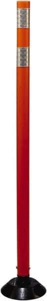 PRO-SAFE - 48" High x 3" Wide Reflective Tubular Surface Mount Delineator - Urethane, 4 Lbs, Orange/White - Industrial Tool & Supply