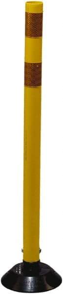 PRO-SAFE - 36" High x 3" Wide Reflective Tubular Surface Mount Delineator - Urethane, 3 Lbs, Yellow - Industrial Tool & Supply