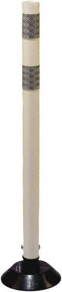 PRO-SAFE - 36" High x 3" Wide Reflective Tubular Surface Mount Delineator - Urethane, 3 Lbs, White - Industrial Tool & Supply