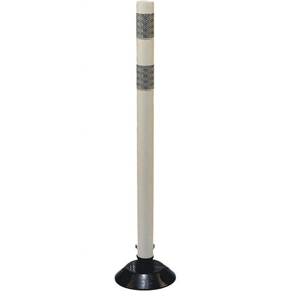 PRO-SAFE - 36" High x 3" Wide Reflective Tubular Surface Mount Delineator - Urethane, 3 Lbs, Gray/White - Industrial Tool & Supply