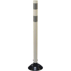 PRO-SAFE - 36" High x 3" Wide Reflective Tubular Surface Mount Delineator - Urethane, 3 Lbs, Gray/White - Industrial Tool & Supply
