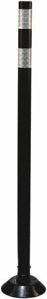 PRO-SAFE - 36" High x 3" Wide Reflective Tubular Surface Mount Delineator - Urethane, 3 Lbs, Black/White - Industrial Tool & Supply