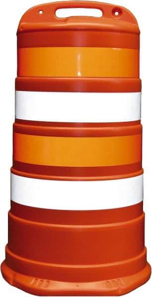 PRO-SAFE - 40" High x 36" Wide Reflective Channelizer Drum - High Density Polyethylene (HDPE), 10 Lbs, Orange - Industrial Tool & Supply