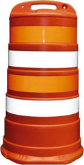 PRO-SAFE - 40" High x 36" Wide Reflective Channelizer Drum - High Density Polyethylene (HDPE), 10 Lbs, Orange - Industrial Tool & Supply