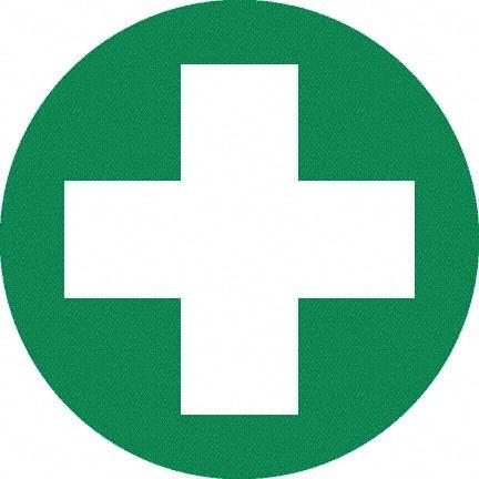 NMC - First Aid Cross Graphic, Hard Hat Label - White on Green, 0.045" Thick, For Certified Operator - Industrial Tool & Supply
