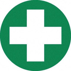 NMC - First Aid Cross Graphic, Hard Hat Label - White on Green, 0.045" Thick, For Certified Operator - Industrial Tool & Supply