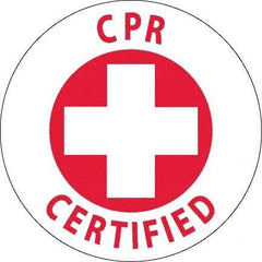 NMC - CPR Certified, Hard Hat Label - Red on White, 0.045" Thick, For Certified Operator - Industrial Tool & Supply