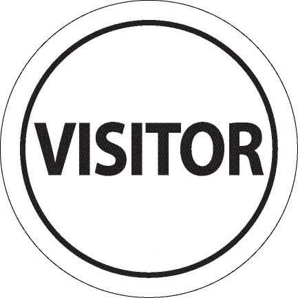 NMC - Visitor, Hard Hat Label - Black on White, 0.045" Thick, For Accident Prevention - Industrial Tool & Supply
