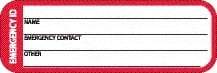 NMC - Emergency ID - Name ____ Emergency Contact ____, Hard Hat Label - Black/Red/White, 0.045" Thick, For Accident Prevention - Industrial Tool & Supply