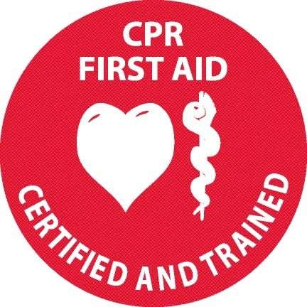 NMC - Certified CPR First Aid Trained, Hard Hat Label - White on Red, 0.045" Thick, For Accident Prevention - Industrial Tool & Supply