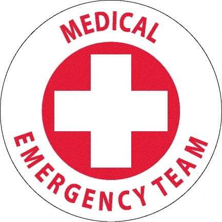 NMC - Medical Emergency Team, Hard Hat Label - Red on White, 0.045" Thick, For Accident Prevention - Industrial Tool & Supply