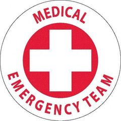 NMC - Medical Emergency Team, Hard Hat Label - Red on White, 0.045" Thick, For Accident Prevention - Industrial Tool & Supply