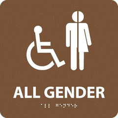 NMC - "All Gender", 8" Long x 8" Wide, Gravoply (Engraved) Safety Sign - Square, 0.25" Thick, Use for Restroom, Janitorial & Housekeeping - Industrial Tool & Supply