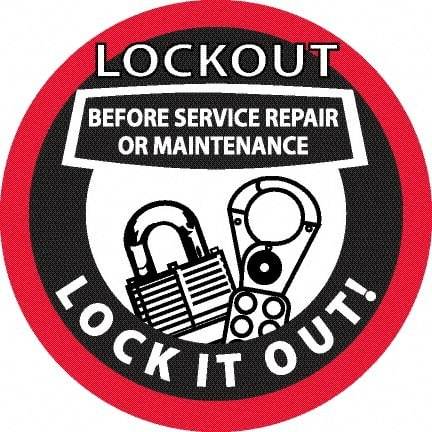 NMC - Lockout Before Service Repair or Maintenance - Lock It Out, Hard Hat Label - Black & Red on White, 0.045" Thick, For Accident Prevention - Industrial Tool & Supply
