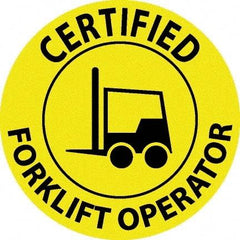 NMC - Certified Forklift Operator, Hard Hat Label - Black on Yellow, 0.045" Thick, For Certified Operator - Industrial Tool & Supply