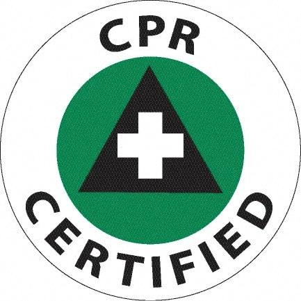 NMC - CPR Certified, Hard Hat Label - Green & Black on White, 0.045" Thick, For Accident Prevention - Industrial Tool & Supply