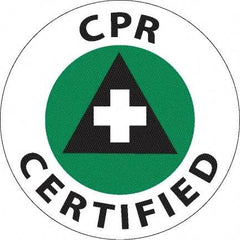 NMC - CPR Certified, Hard Hat Label - Green & Black on White, 0.045" Thick, For Accident Prevention - Industrial Tool & Supply