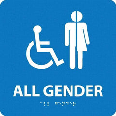 NMC - "All Gender", 8" Long x 8" Wide, Gravoply (Engraved) Safety Sign - Square, 0.25" Thick, Use for Restroom, Janitorial & Housekeeping - Industrial Tool & Supply