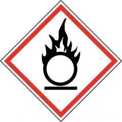 NMC - Hazardous Materials Label, Header: Oxidizer Warning - Legend: GHS - Graphic, English, Black & Red, 4" Long x 4" High, No Coating - Industrial Tool & Supply