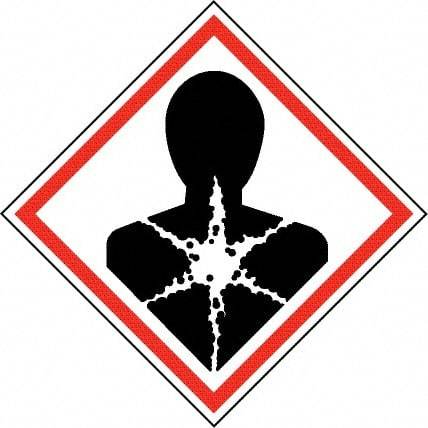 NMC - Hazardous Materials Label, Header: Health Hazard - Legend: GHS - Graphic, English, Black & Red, 4" Long x 4" High, No Coating - Industrial Tool & Supply