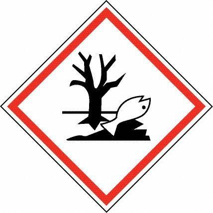 NMC - Hazardous Materials Label, Header: Dangerous for Environment Warning - Legend: GHS - Graphic, English, Black & Red, 4" Long x 4" High, No Coating - Industrial Tool & Supply